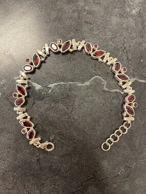 Sterling Silver and Garnet Gem Bracelet
